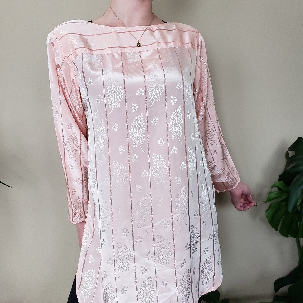 Vintage 80s Top. Peachy Pink with Shoulder Pads.